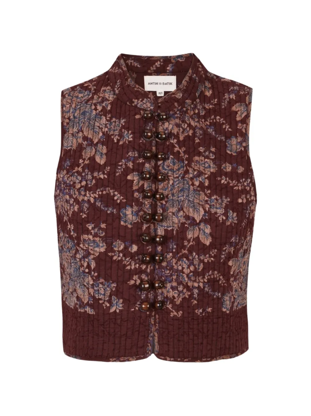 Antik Batik Cinzo Steppweste mit Blumenprint - Braun