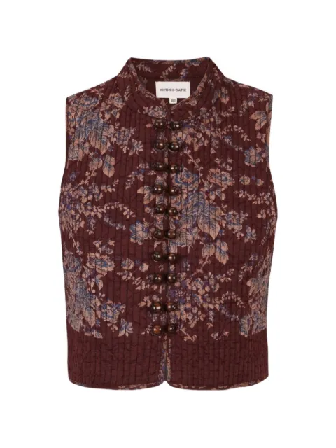 Antik Batik Cinzo floral-print quilted vest