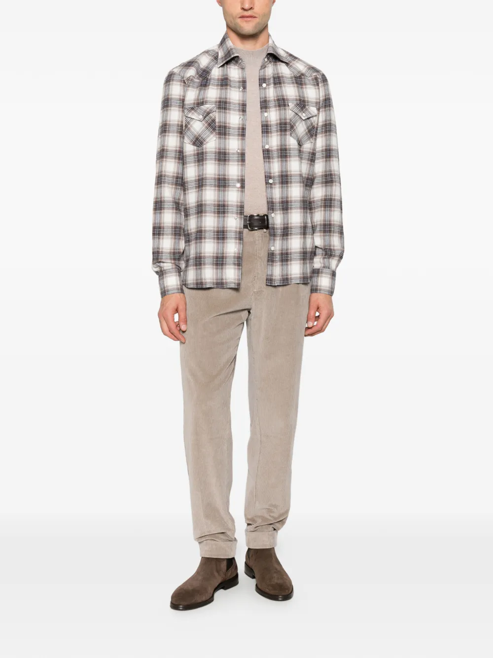 Barba check western shirt Wit