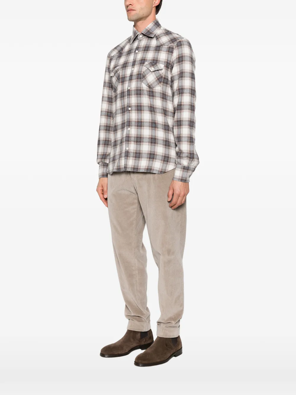 Barba check western shirt Wit