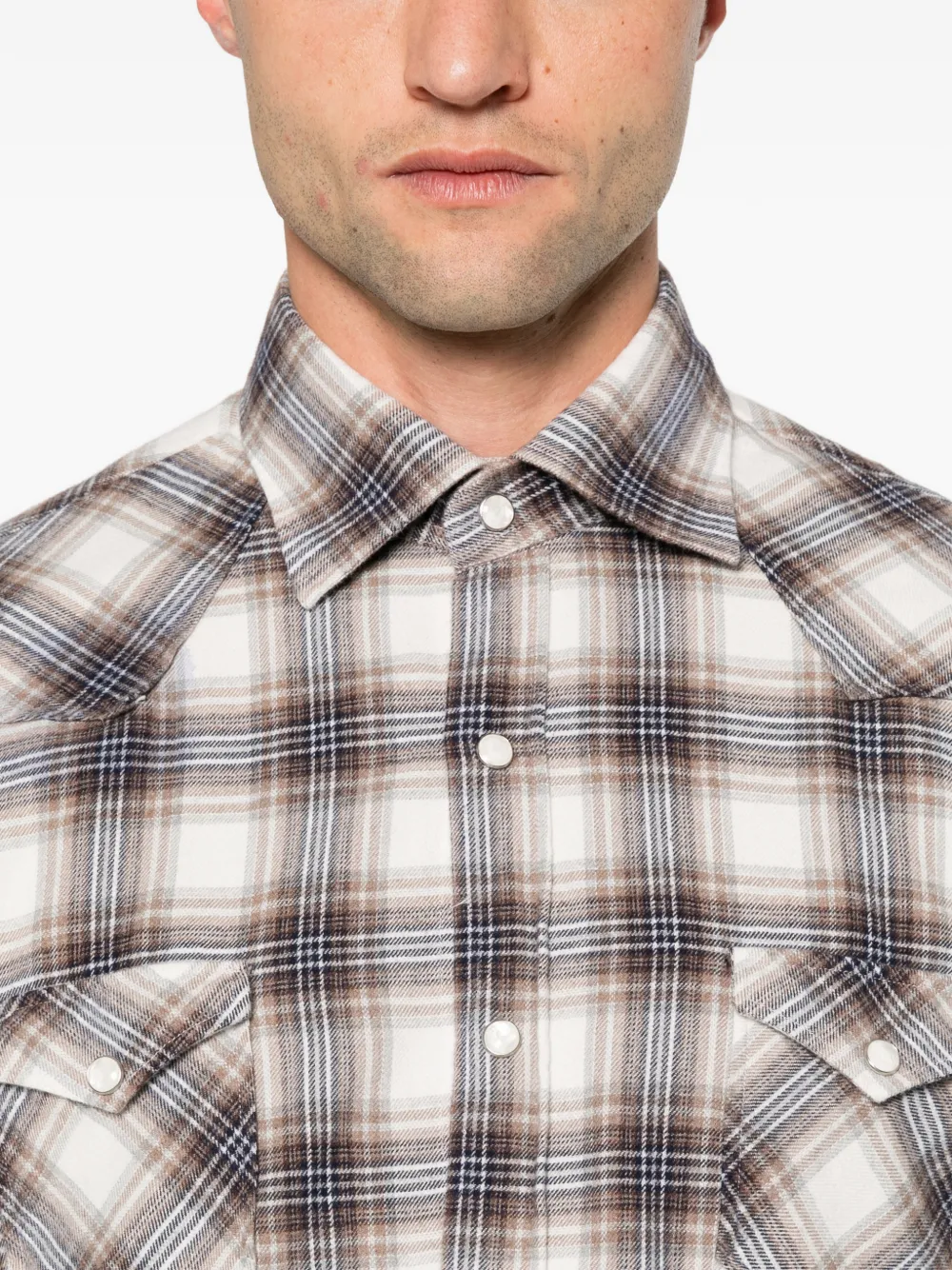 Barba check western shirt Wit