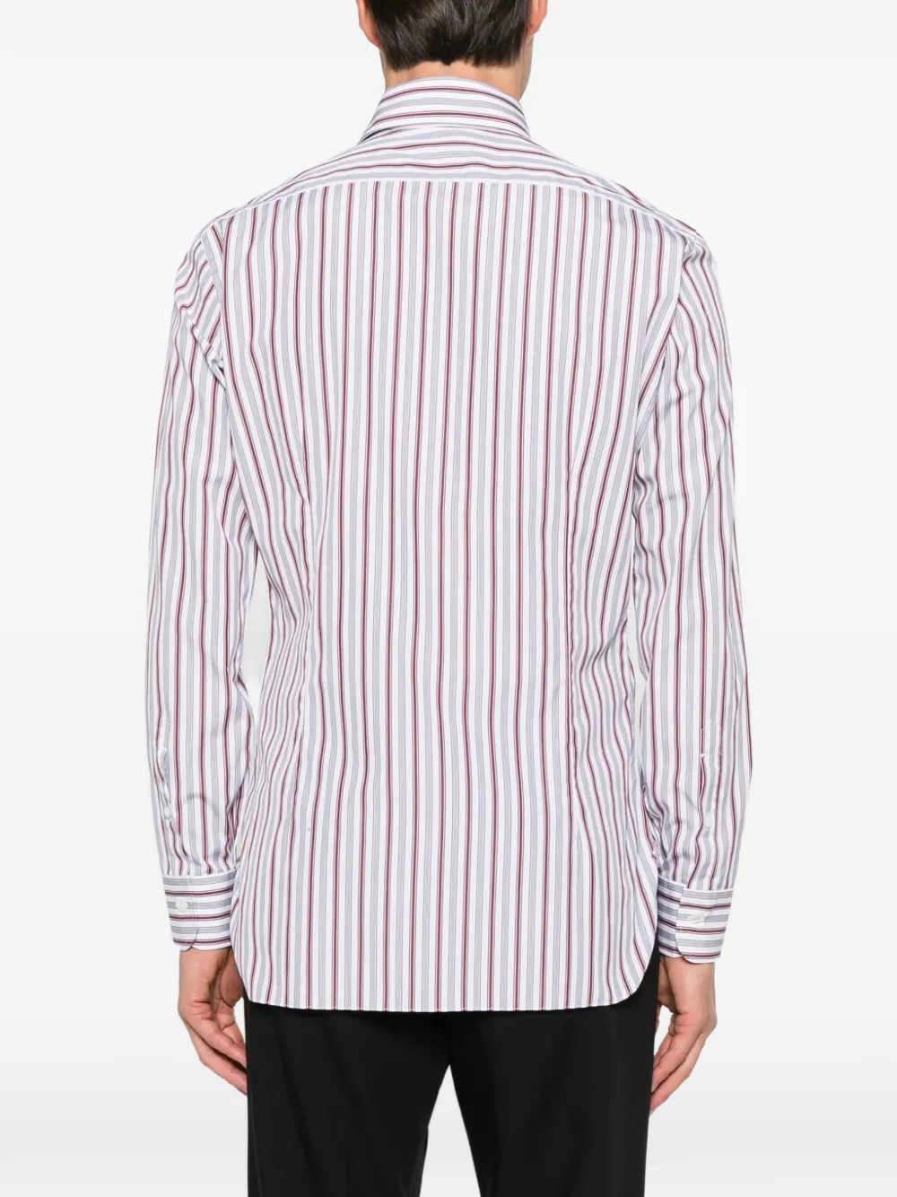 Barba vertical-stripe spread-collar shirt Wit