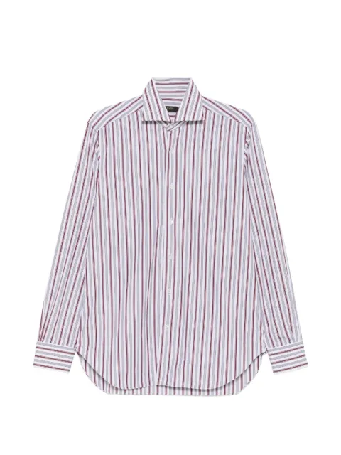 Barba vertical-stripe spread-collar shirt