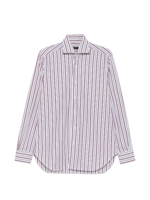 Barba vertical-stripe spread-collar shirt