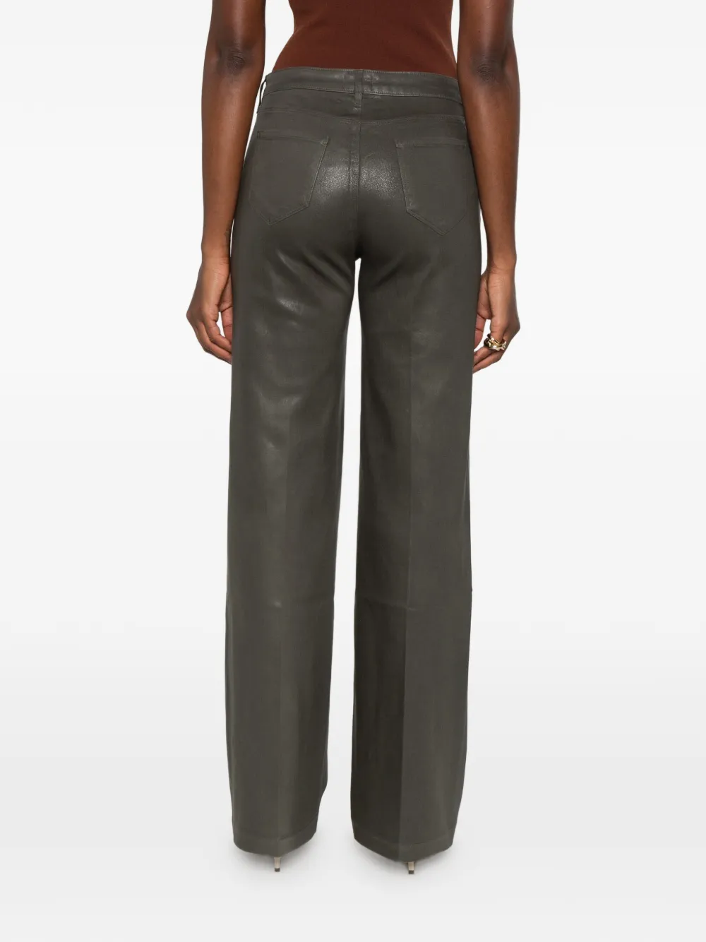 L'Agence coated straight-leg trousers Groen
