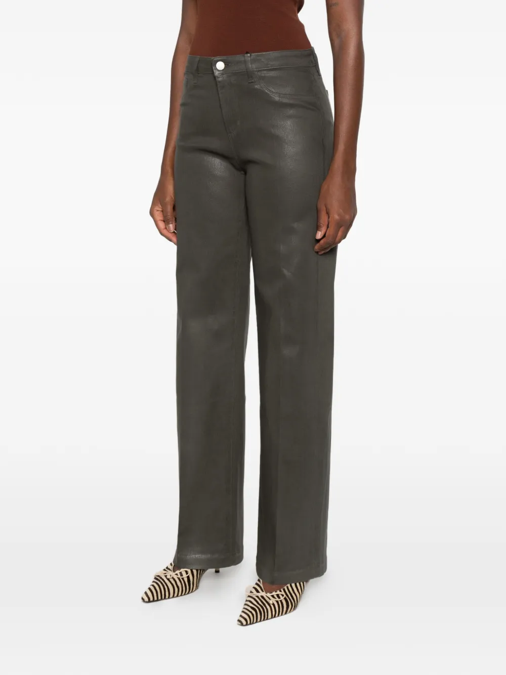 L'Agence coated straight-leg trousers Groen
