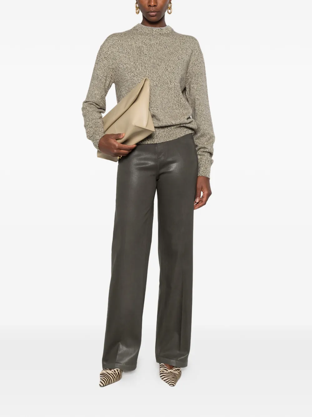 L'Agence coated straight-leg trousers Groen