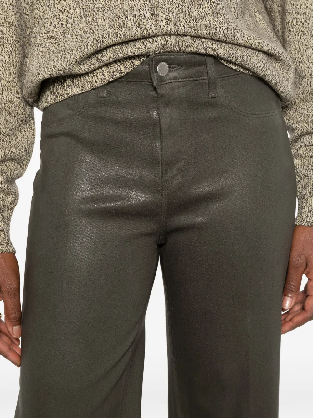 L'Agence coated straight-leg trousers Groen