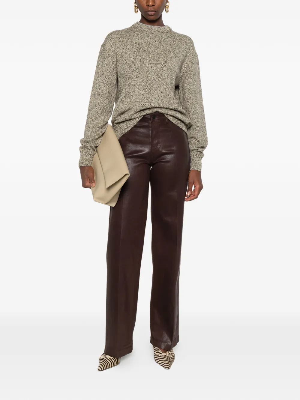 L'Agence coated wide-leg trousers Bruin