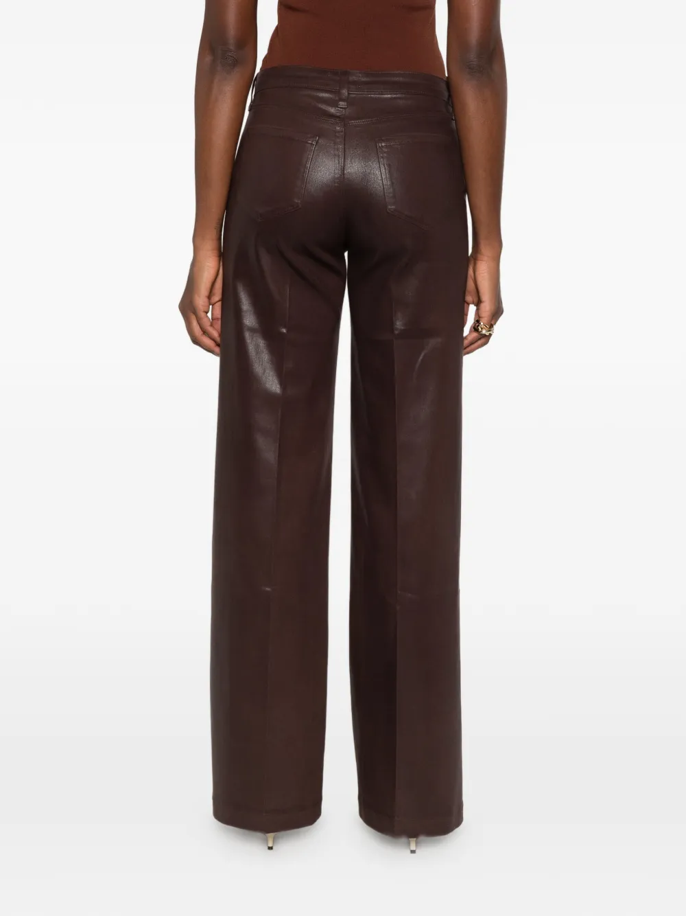 L'Agence coated wide-leg trousers Bruin