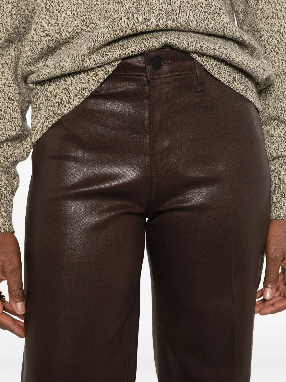 L'Agence coated wide-leg trousers Bruin