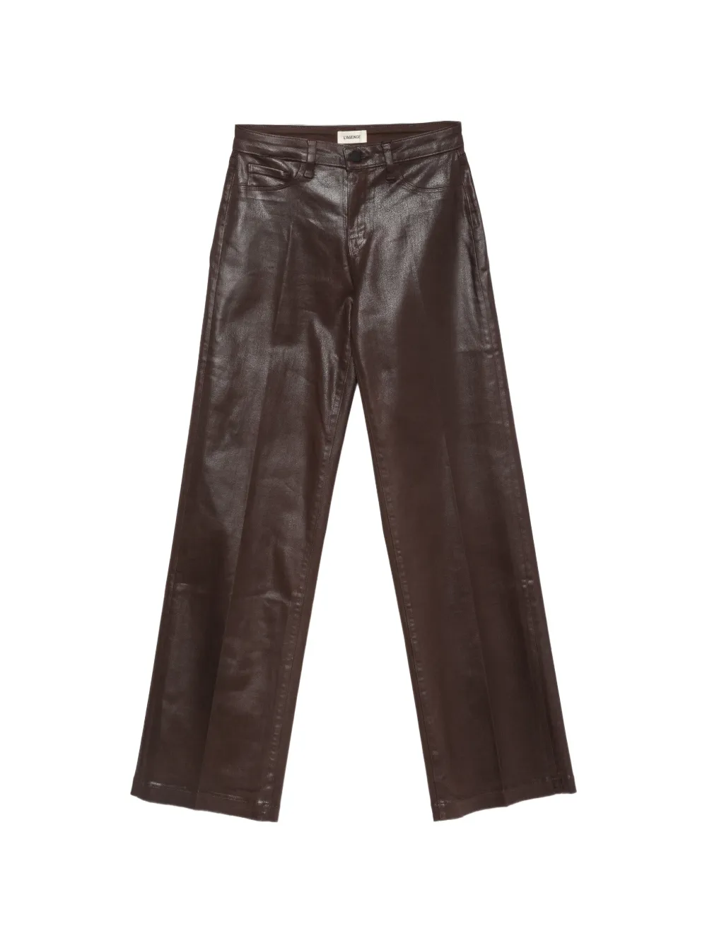 L'Agence coated wide-leg trousers Bruin