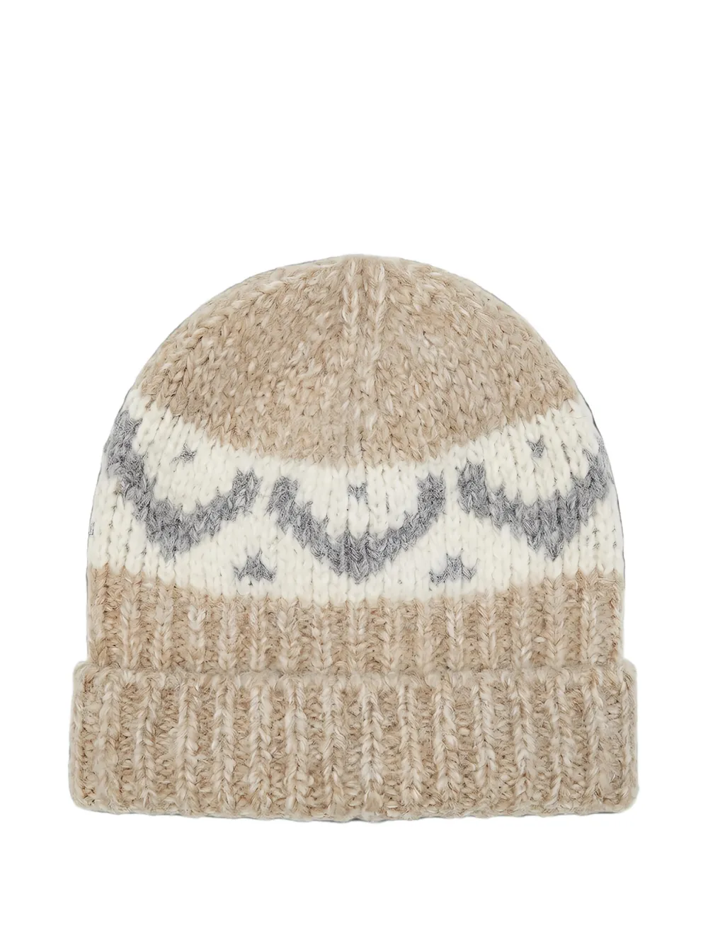 Peserico Fair Isle chunky-knit beanie hat Beige