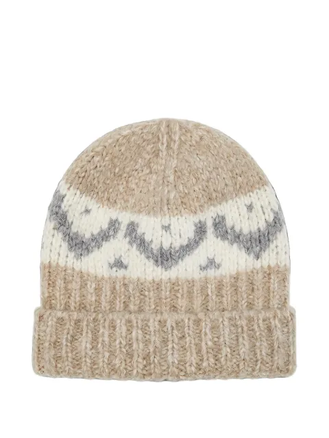 Peserico Fair Isle chunky-knit beanie hat