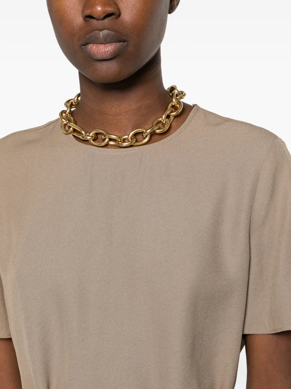 JOSEPH Atheris belted short-sleeve blouse Grijs