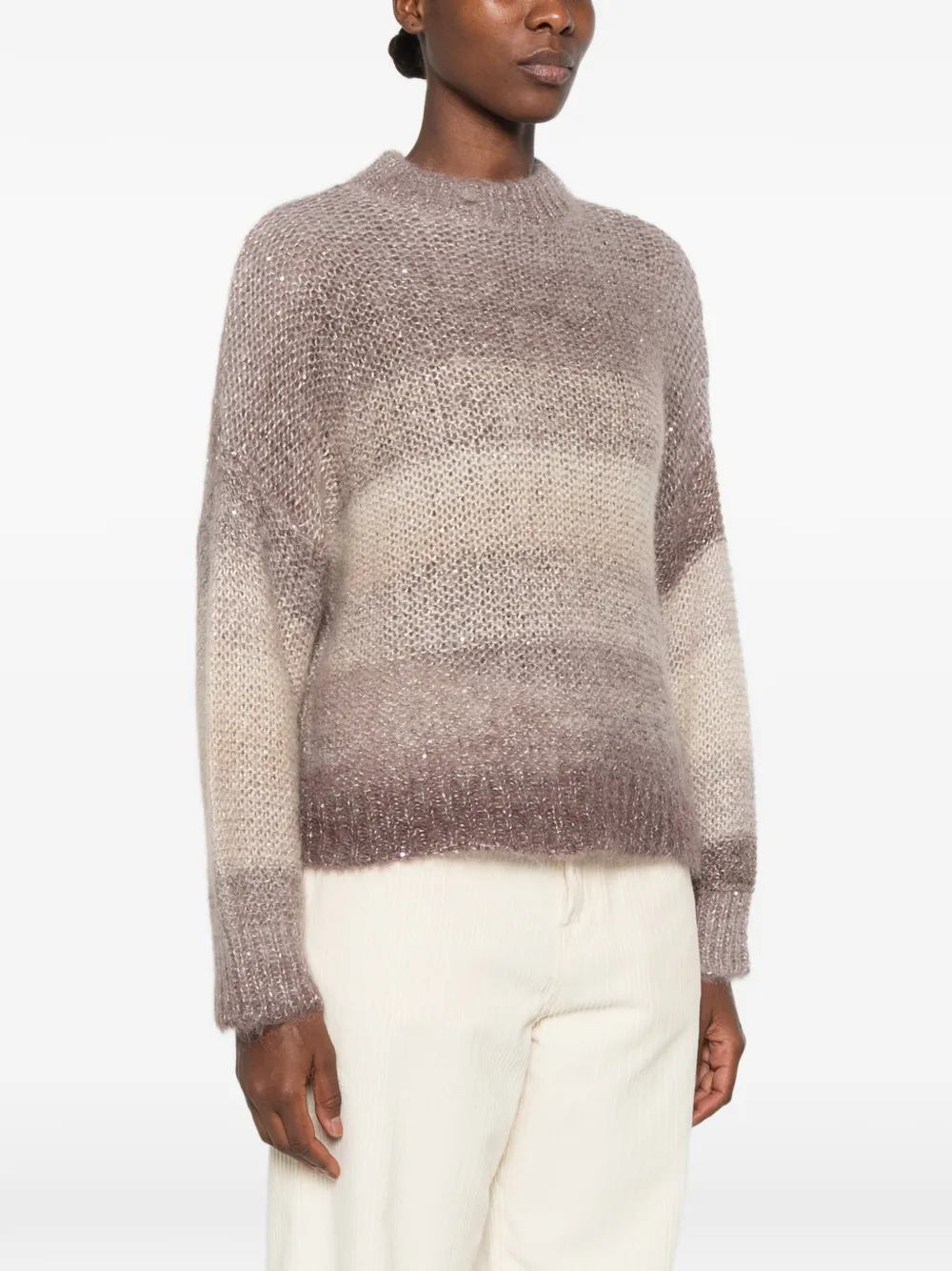 Antonelli Loira sequin-embellished striped sweater Bruin