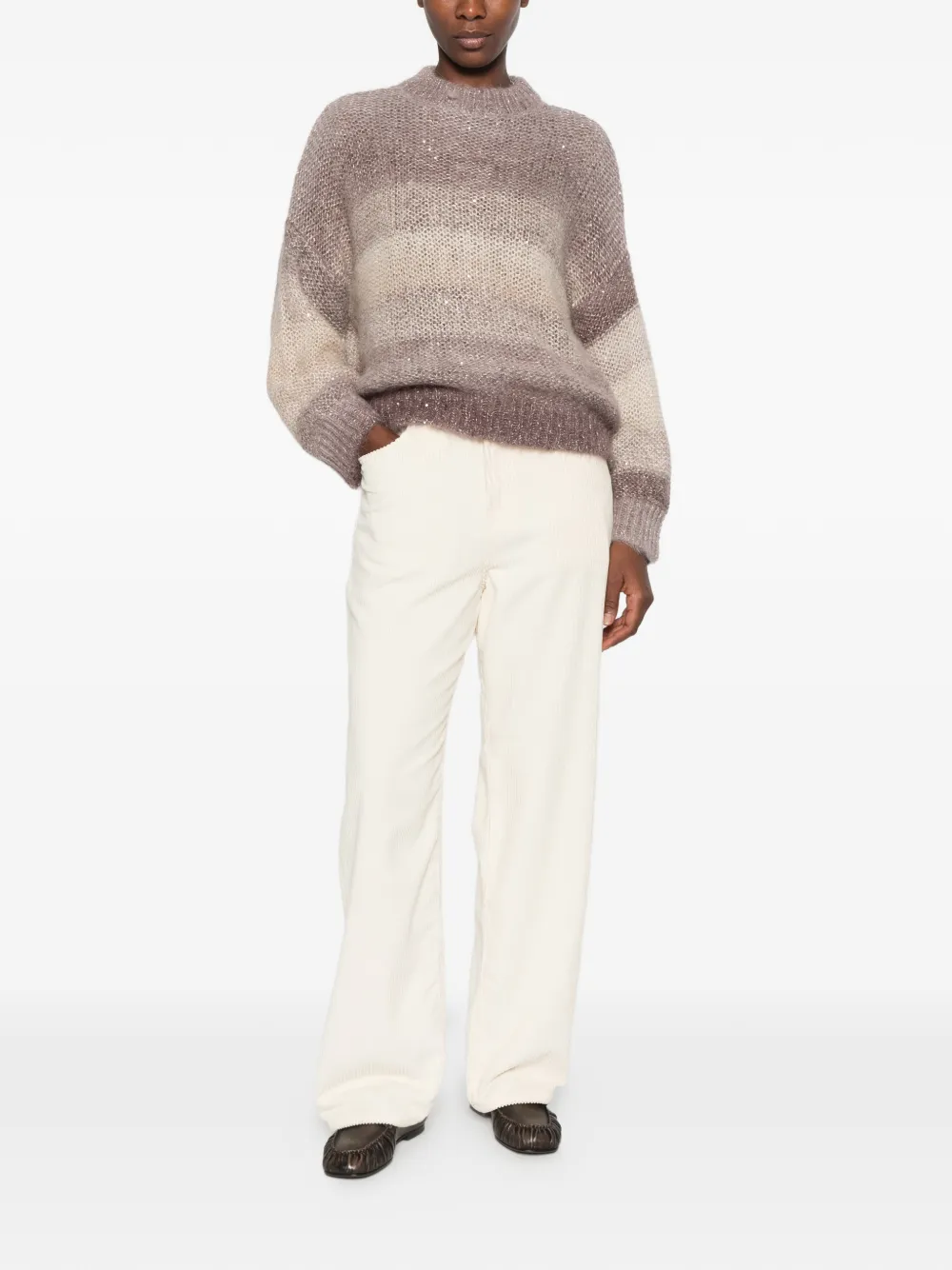 Antonelli Loira sequin-embellished striped sweater Bruin