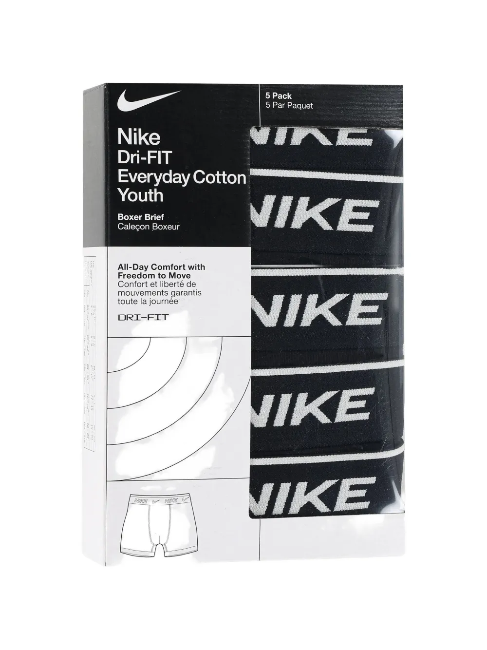 Nike Kids logo-waistband boxer briefs (set of five) Zwart