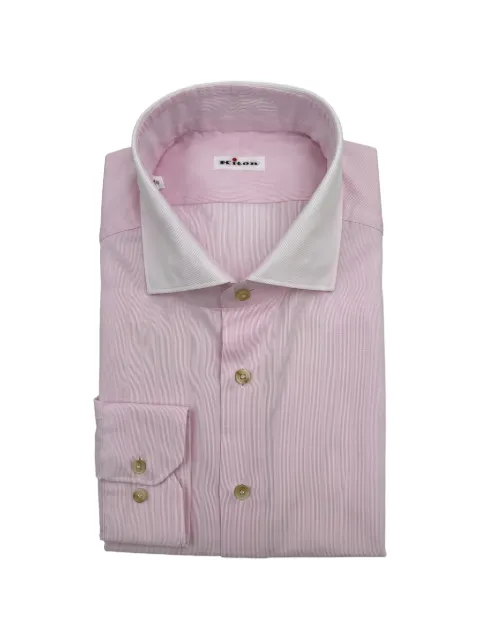 Kiton striped contrast-collar shirt