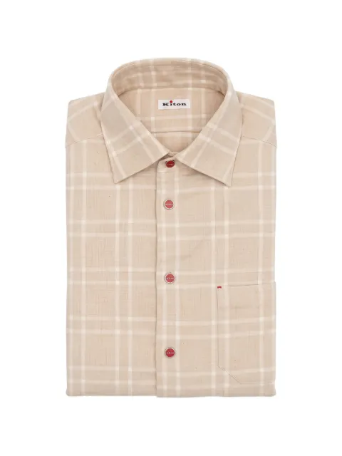 Kiton check-pattern button-down shirt