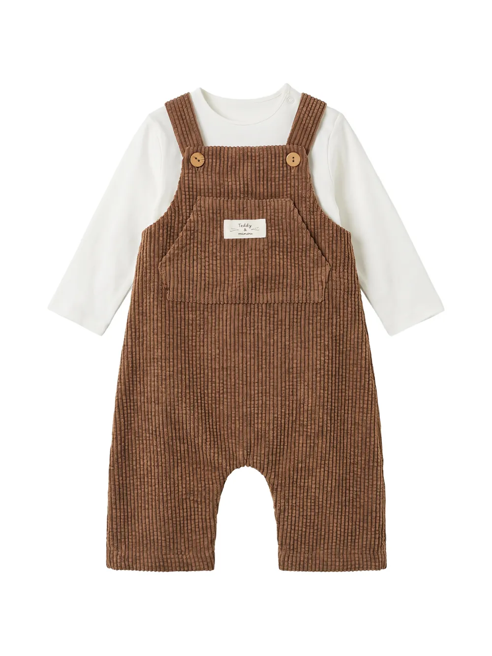 TEDDY & MINOU corduroy-texture dungarees set - Marron TEDDY & MINOU corduroy-texture dungarees set - Marron