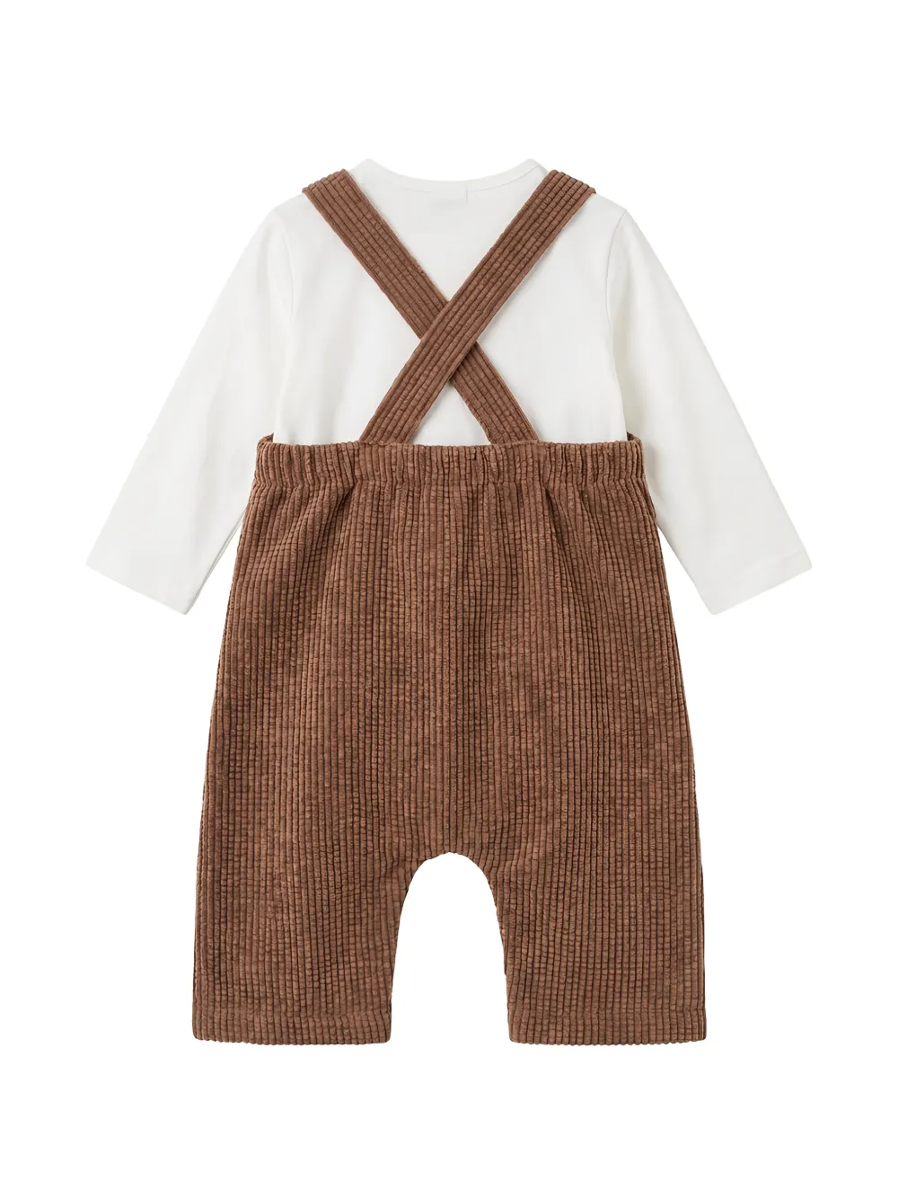 TEDDY & MINOU Tuinbroekset met ribfluwelen textuur Bruin