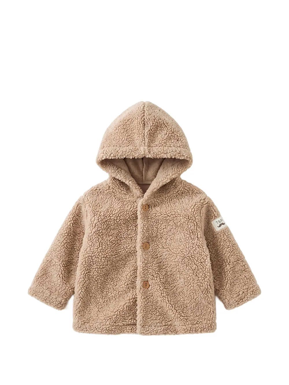 TEDDY & MINOU Fleece hoodie met knopen Beige
