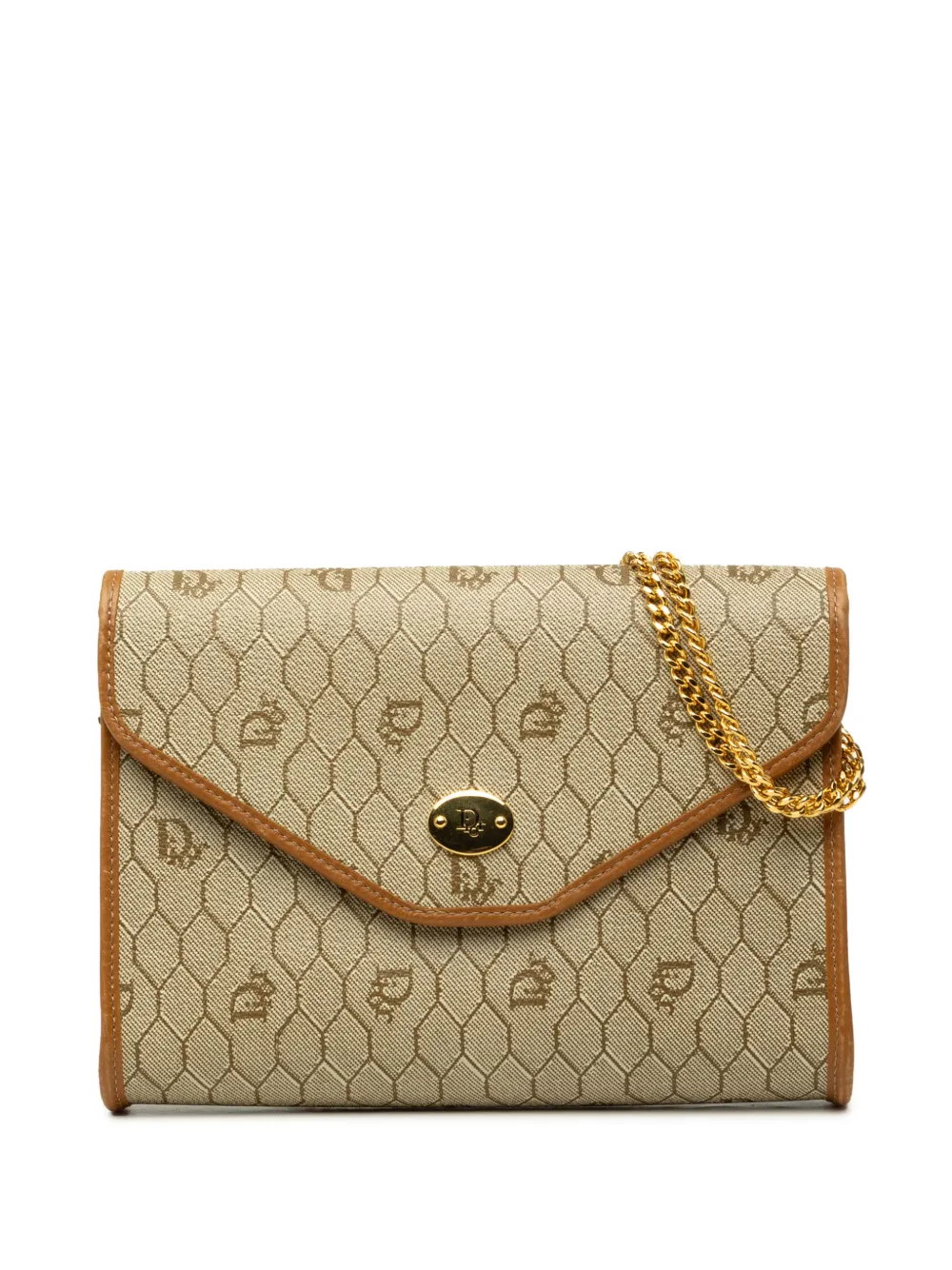 Christian Dior Pre-Owned 20th Century Honeycomb Coated Canvas Chain crossbody bag - Nude