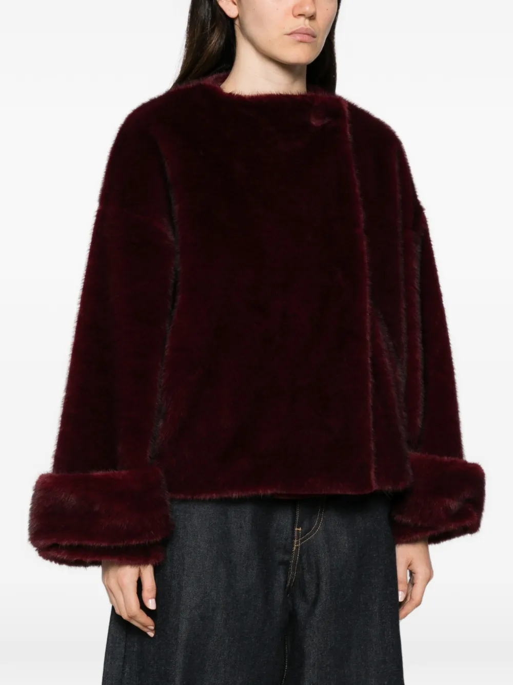 Antonelli faux-fur wide-collar jacket Rood