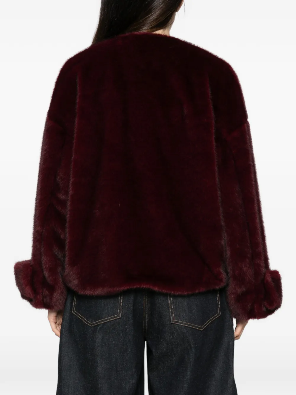 Antonelli faux-fur wide-collar jacket Rood