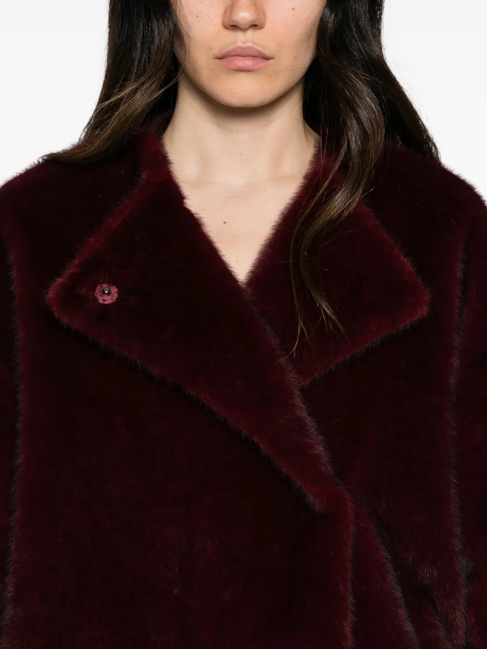 Antonelli faux-fur wide-collar jacket Rood