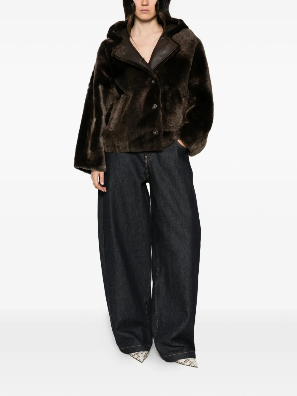 Yves Salomon hooded button-fastening jacket Bruin