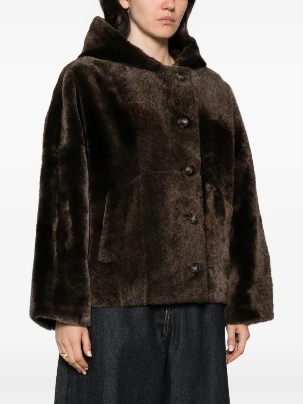 Yves Salomon hooded button-fastening jacket Bruin