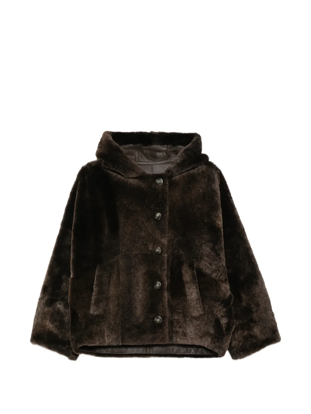 Yves Salomon hooded button-fastening jacket - Braun