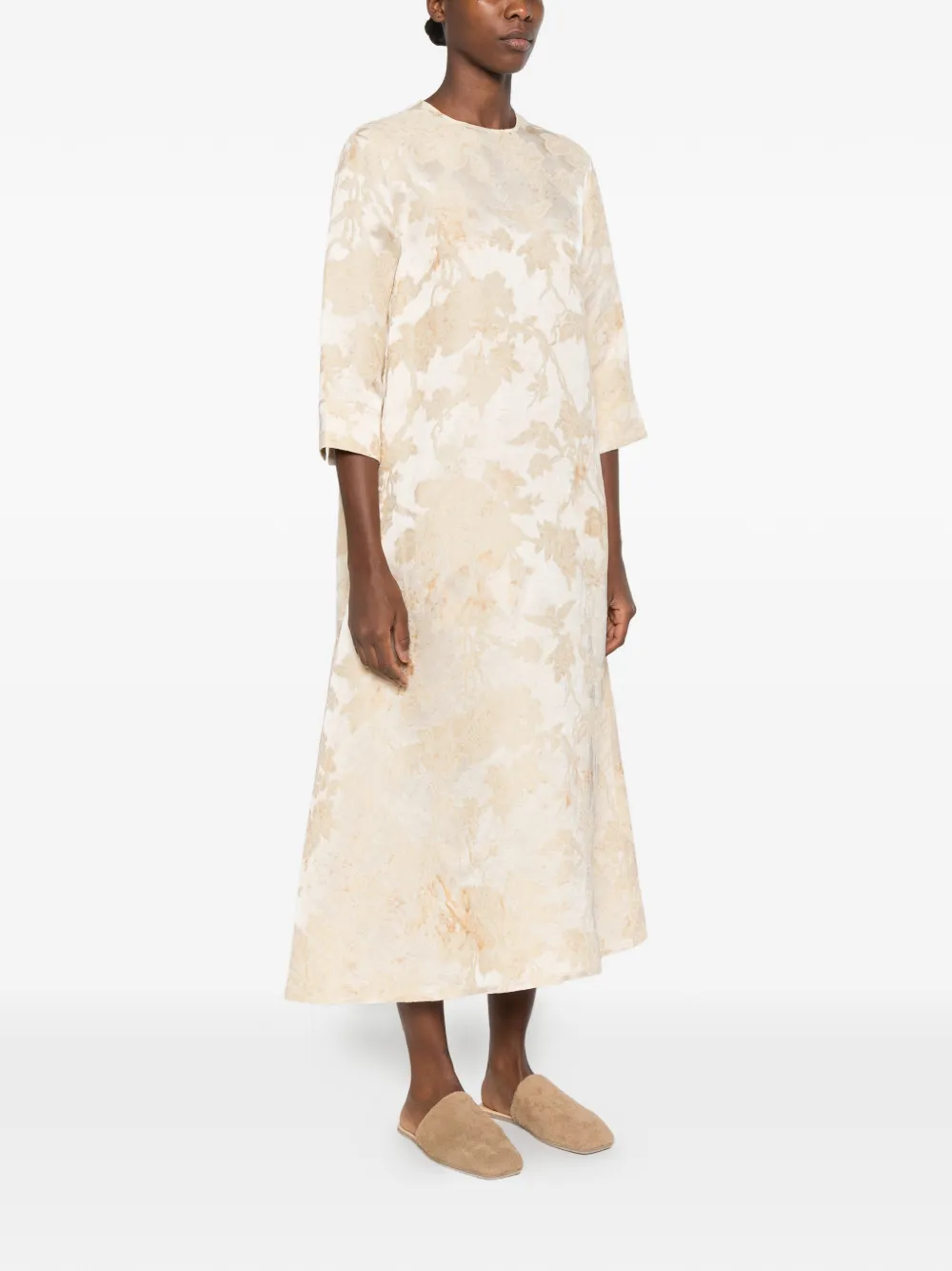 Uma Wang Apostte floral-jacquard maxi dress Beige