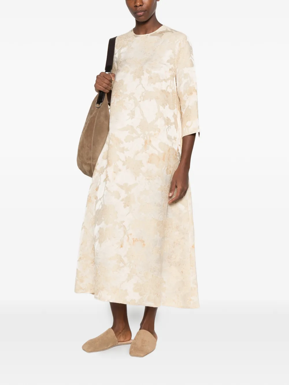 Uma Wang Apostte floral-jacquard maxi dress Beige