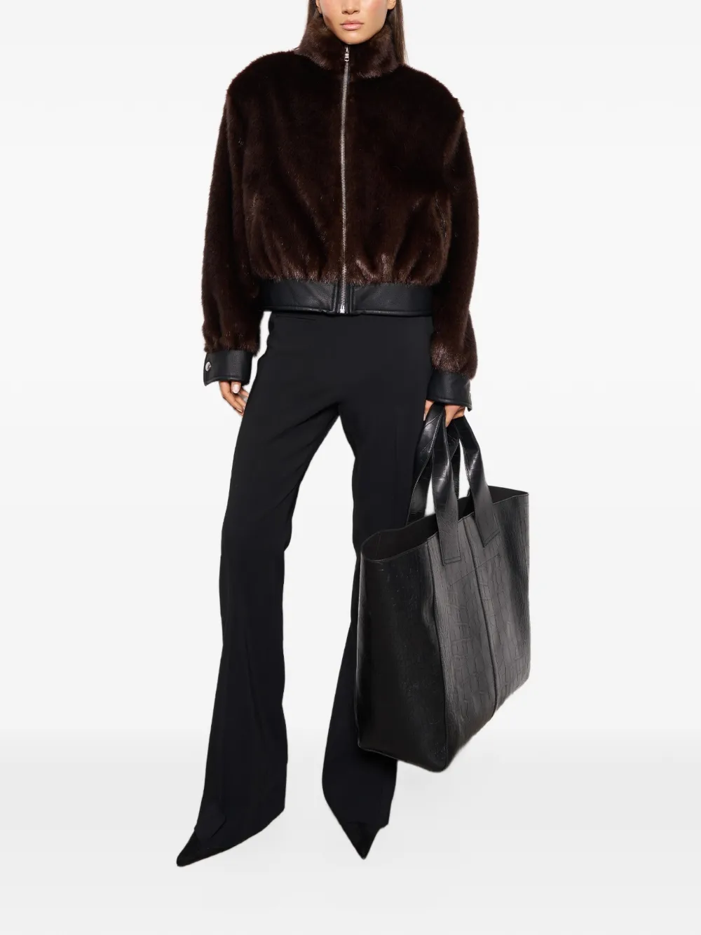 STAND STUDIO Lula zip-up faux-fur jacket Bruin