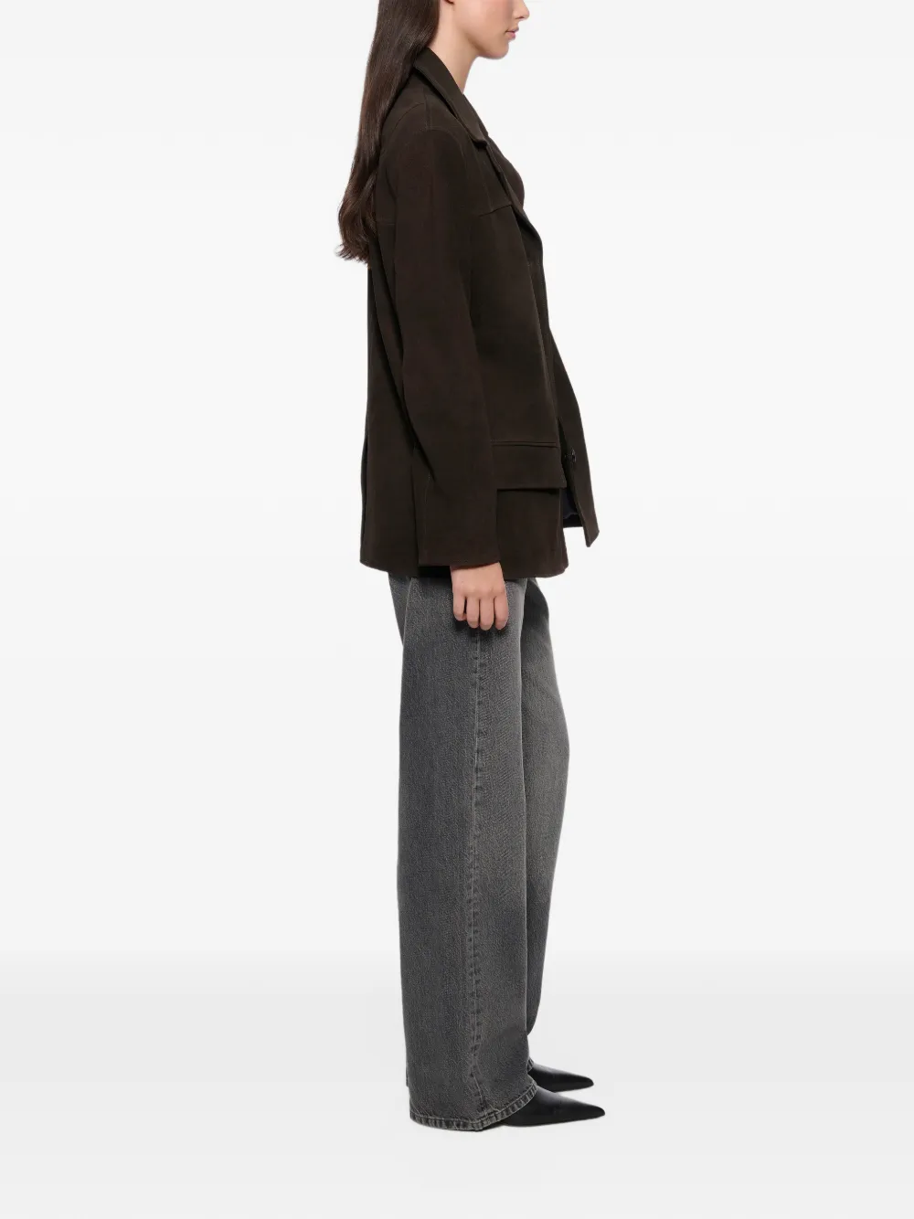 STAND STUDIO Jude buttoned suede jacket Bruin