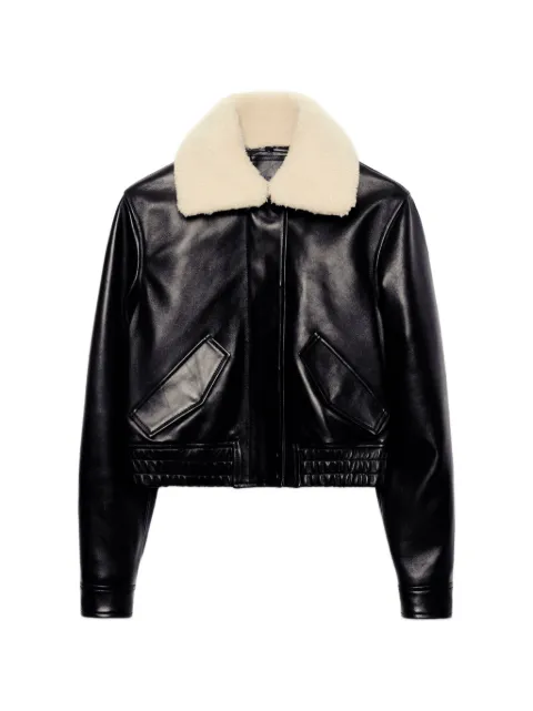 STAND STUDIO Dee faux-fur collar leather jacket