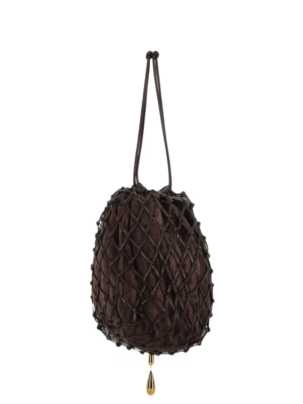 Savette Macramé drawstring suede clutch bag - Braun