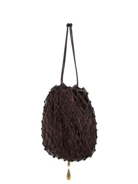 Savette  Macramé drawstring suede clutch bag