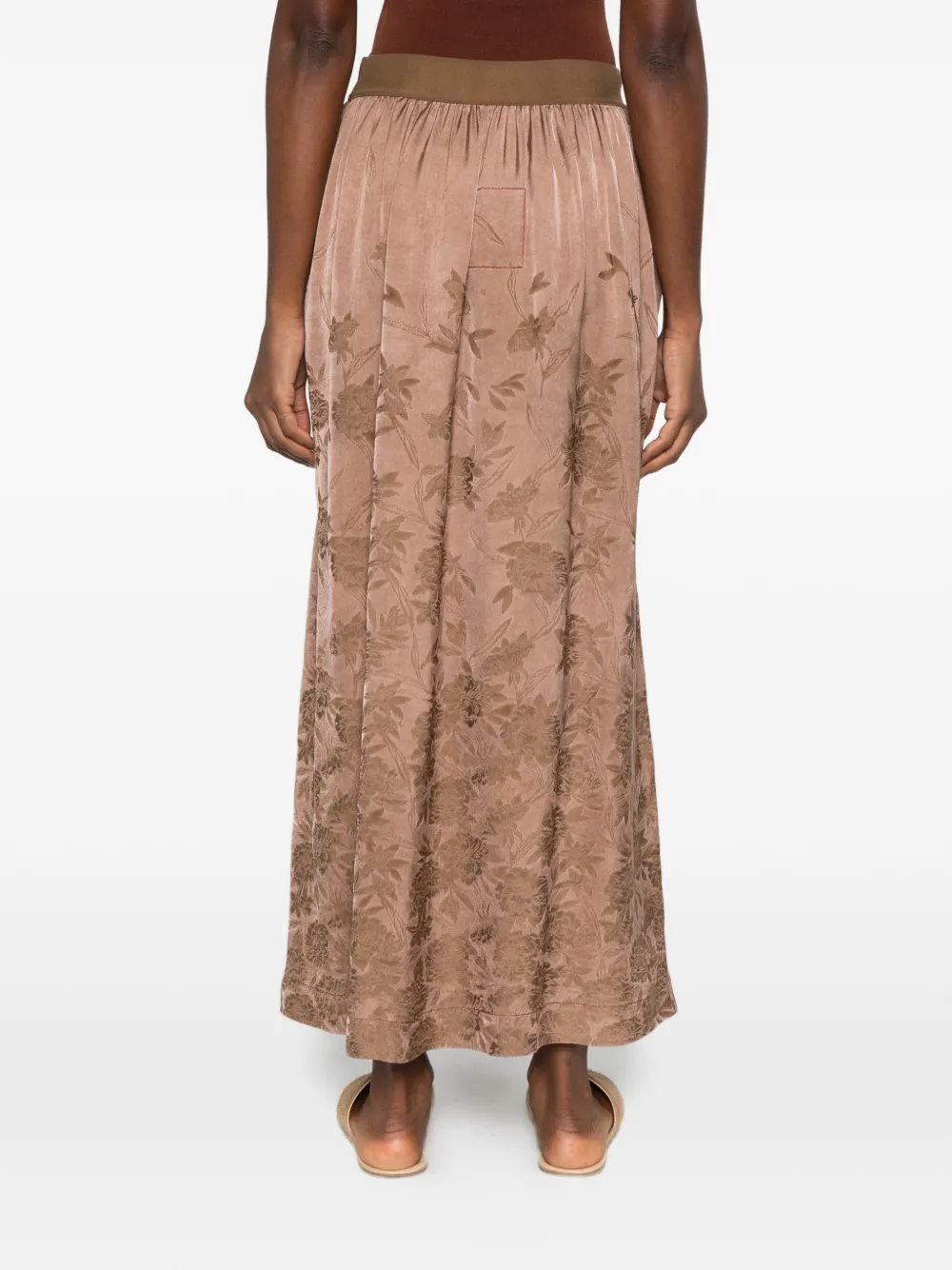 Uma Wang floral-jacquard frayed maxi skirt Roze