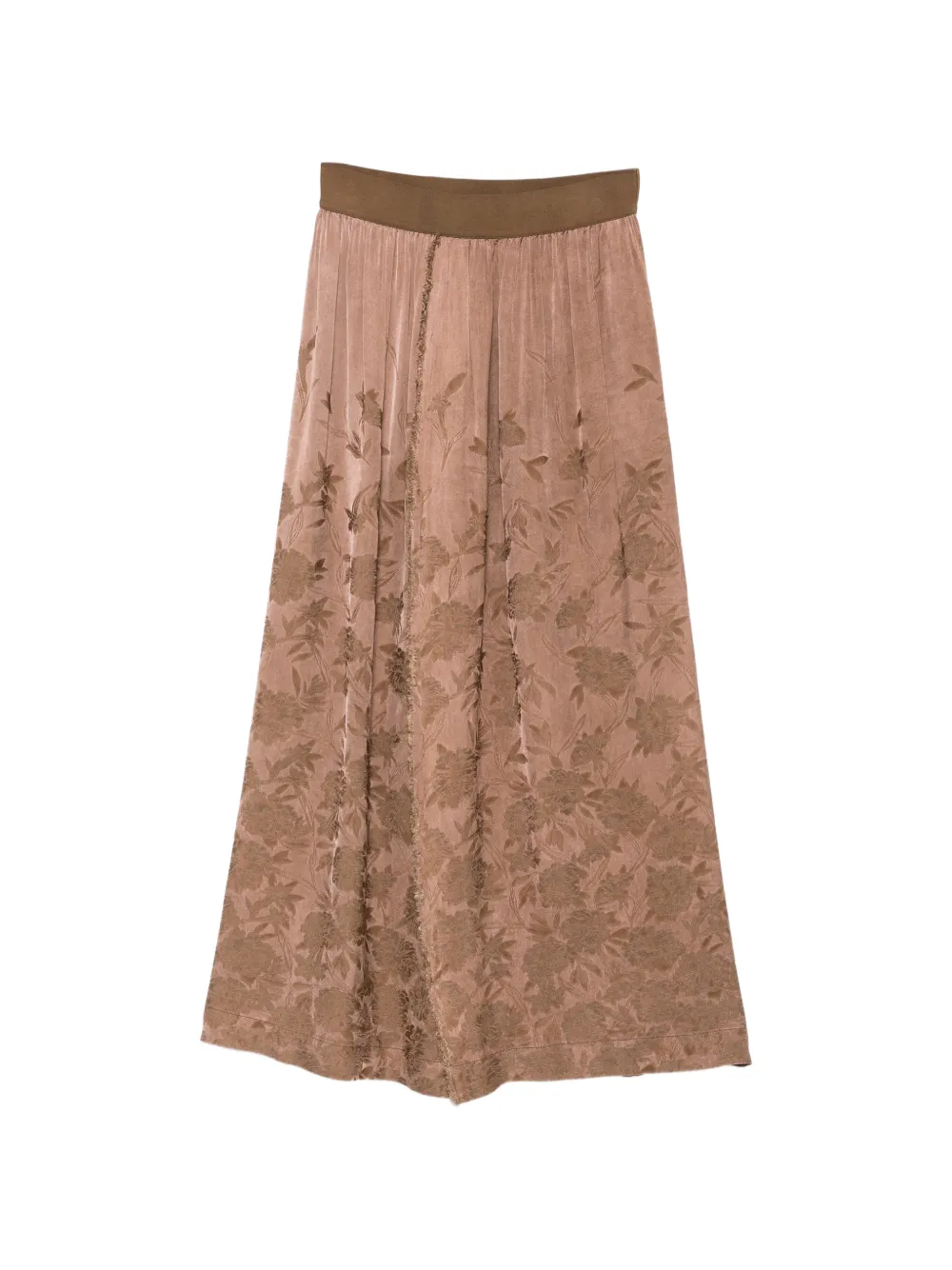 Uma Wang floral-jacquard frayed maxi skirt - Rosa