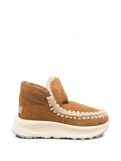 Mou crochet-trim suede sneakers