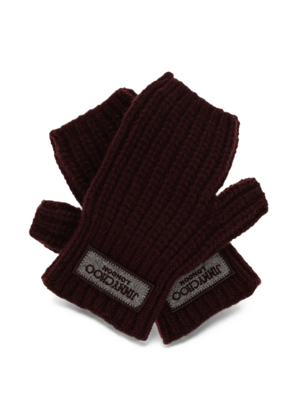 Jimmy Choo logo-patch fingerless gloves - Red