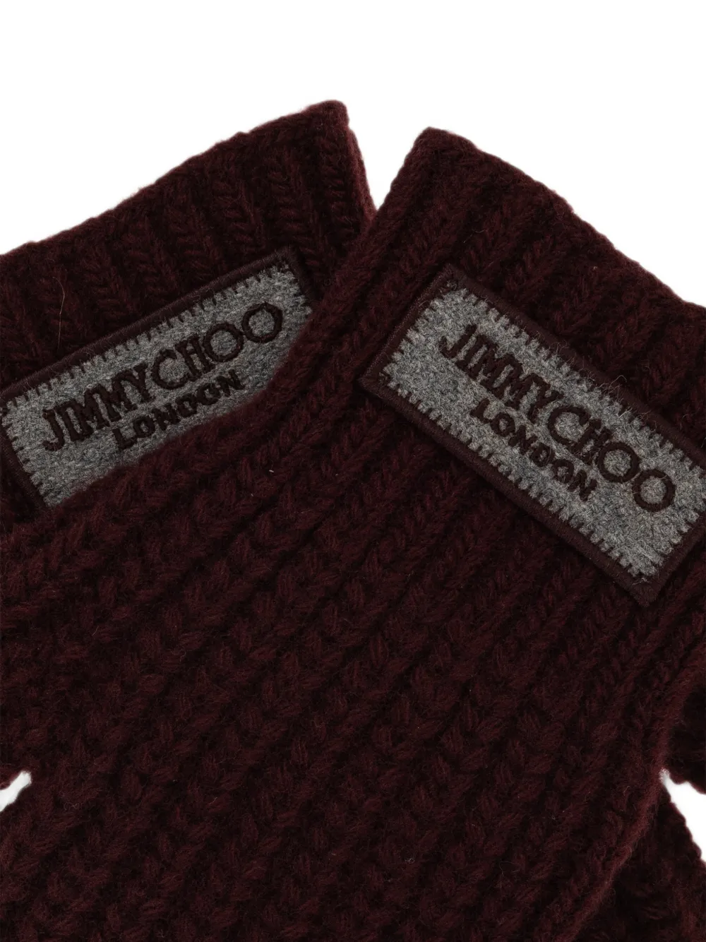 Jimmy Choo logo-patch fingerless gloves Rood