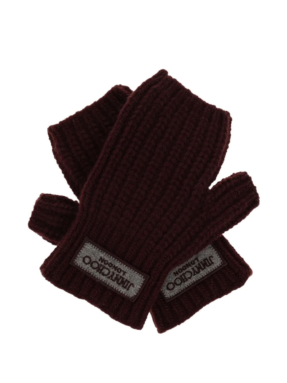Jimmy Choo logo-patch fingerless gloves Rood