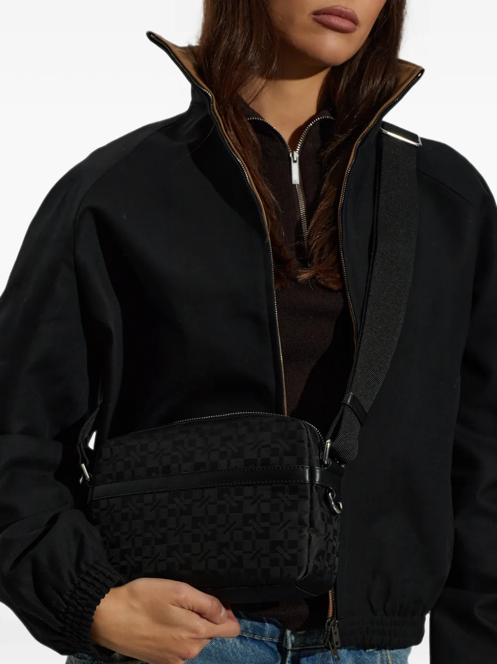 Kenzo monogram-jacquard messenger bag Zwart