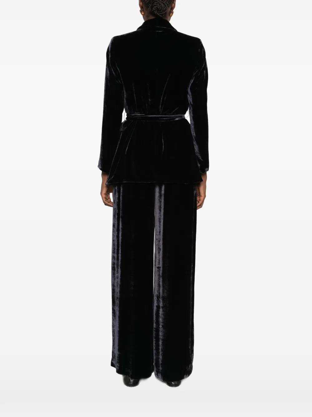Peserico belted velvet blazer Zwart