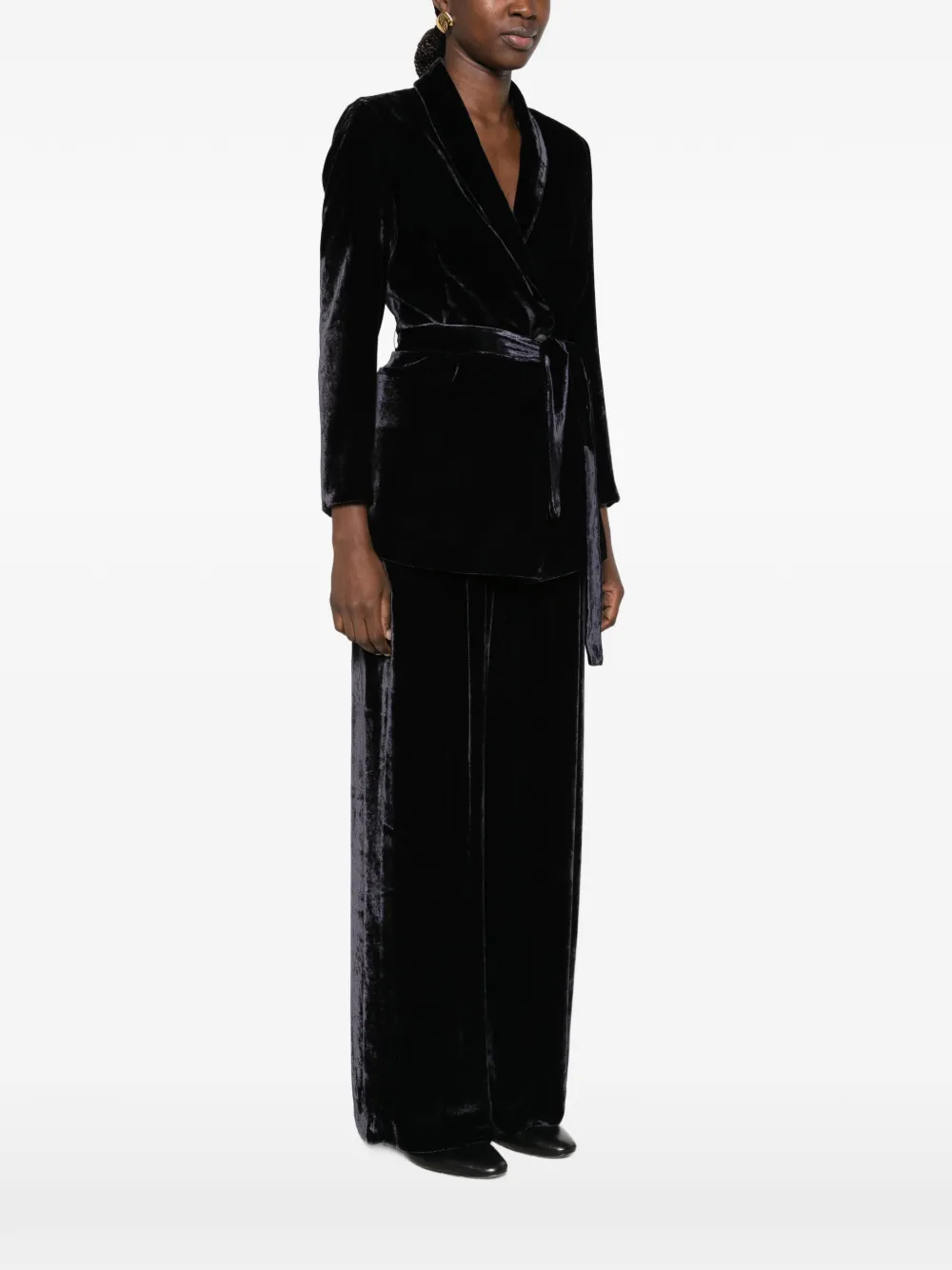 Peserico belted velvet blazer Zwart